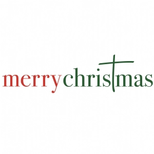 Red and Green Merry Christmas with Cross SVG Cut File Christmas SVG