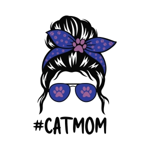 Messy Bun Cat Mom Life SVG Cat SVG