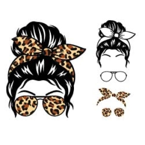 Messy Bun Leopard SVG File, Messy Bun Instant Download Messy Bun SVG