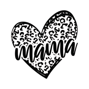 Leopard Mama SVG with Doodle Heart Mother's Day SVG