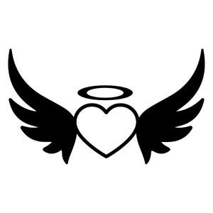 Monogram Angel Wings with Heart SVG, Monogram Instant Download Drawings