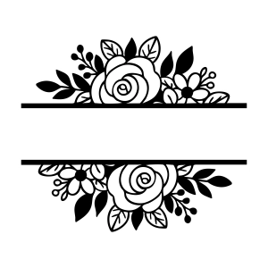 Monogram Flowers SVG, Split Flower SVG Frame Flower SVG