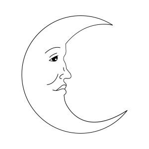 Moon Face SVG Cut File, Vintage Moon Face SVG Vector Files Drawings