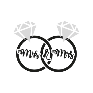 Mrs and Mrs Wedding Rings SVG, Lesbian Rings SVG Cut File Wedding SVG