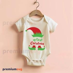 My First Christmas SVG with Elf Leg and Hat Christmas SVG