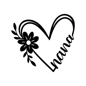 Nana SVG with Doodle Heart and Flower Grandma SVG