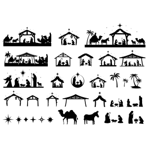 Nativity Scene SVG Bundle, 32 Nativity Silhouette SVG Instant Download Christmas SVG