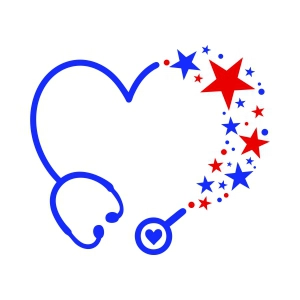Nurse Stethoscope SVG with US Flag Color Nurse SVG