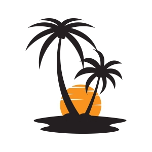 Palms and Sunset SVG Image, Palm Tree Sunset SVG Vector Files Summer SVG