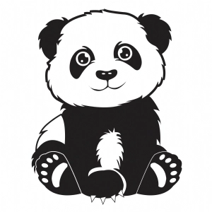 Panda SVG Cut File, Panda Vector Files Instant Download Drawings