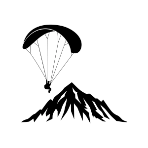Paragliding SVG, Paraglider SVG with Mountain Silhouette Illustrations