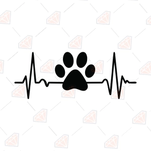 Paw Heartbeat SVG – Dog Love Cut File