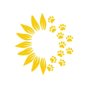 Paw Sunflower Print SVG, Instant Download Sunflower SVG