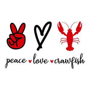 Peace Love Crawfish SVG, Crawfish Season SVG Cut File Summer SVG