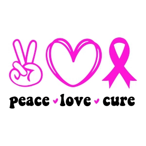 Peace Love Cure SVG File, Awareness SVG Design Cancer Day SVG