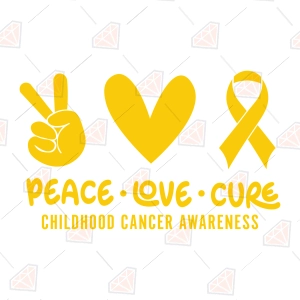 Peace Love Cure SVG for Childhood Cancer Awareness 
