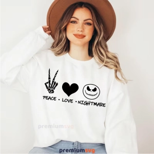 Peace Love Nightmare SVG, Halloween SVG