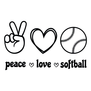 Peace Love Softball SVG, Softball Sublimation Design SVG Clipart Softball SVG