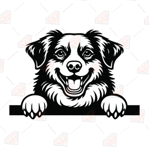 Peeking Australian Shepherd SVG – Dog Cut File