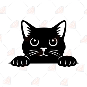 Peeking Cat SVG, Cat Face Silhouette