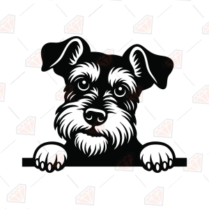 Peeking Mini Schnauzer SVG – Schnauzer Dog Face Silhouette