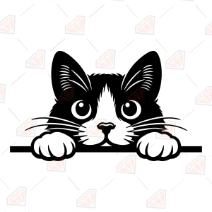 Peeking Tuxedo Cat SVG