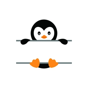 Penguin SVG Monogram, Penguin Split SVG Penguin SVG