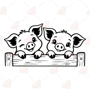 Pigs on Fence SVG – Farmhouse Pig Cut File