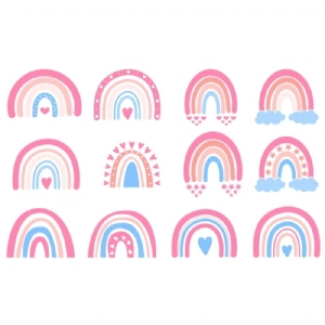 Pink Boho Rainbows SVG Bundle, Rainbow Clipart Rainbow SVG