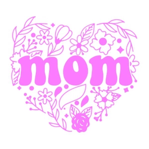 Pink Mom Floral Heart SVG Cut File Mom SVG