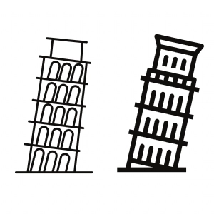 Pisa Tower SVG Cut File, Tower of Pisa Silhouette Building And Landmarks