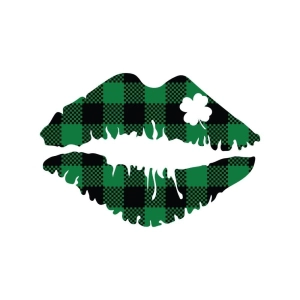 Plaid Shamrock Lips SVG, St Patricks Day Lips PNG Shamrock SVG