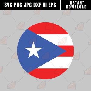 Puerto Rico Circle Flag SVG Svg