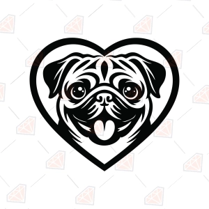 Pug SVG With Heart – Pug SVG for Cricut