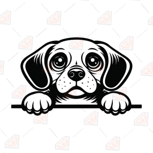 Puggle SVG – Peeking Puggle Dog Cut File