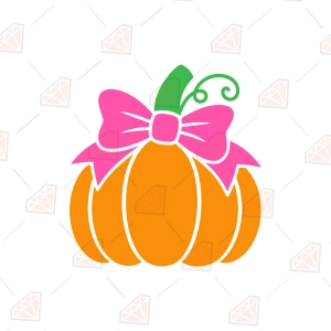 Pumpkin with Bow SVG, Coquette Pumpkin Cut File