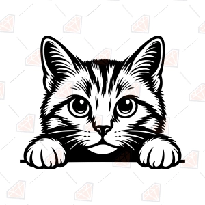 Realistic Peeking Cat SVG - Cat Face Cut File