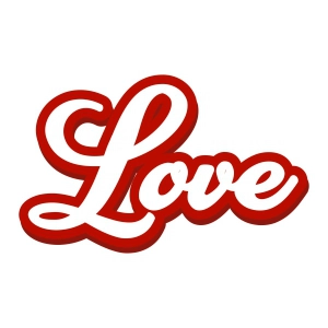 Red Love Letter SVG, Love Retro Writing SVG Cut Files Love SVG