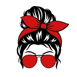 Red Messy Bun SVG Cut File, Sunglasses Messy Bun SVG Messy Bun SVG