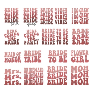 Retro Bride SVG Bundle, Bachelorette Party SVG, 16 Designs Wedding SVG