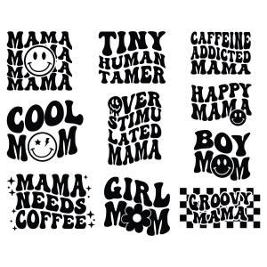 Retro Mama SVG Bundle, Boho Mom Shirt SVG Vector Files Mother's Day SVG