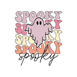 Retro Spooky Ghost PNG, Spooky Wavy Text SVG Halloween SVG