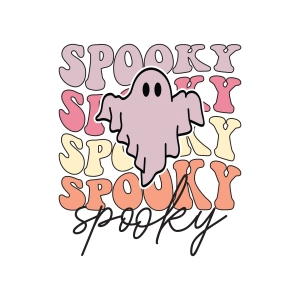 Retro Spooky Ghost PNG, Spooky SVG with Wavy Text Ghost SVG