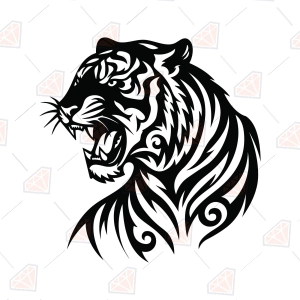 Roaring Tiger Silhouette SVG