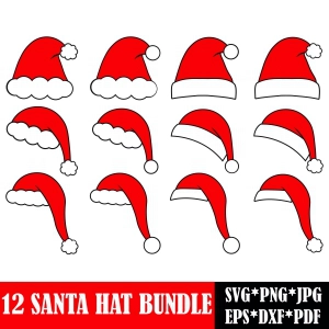 Santa Hat SVG Bundle, Santa Claus Hat SVG Files Christmas SVG
