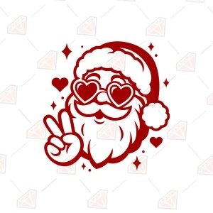 Santa Peace Sign SVG, Christmas Cut File for Cricut Svg