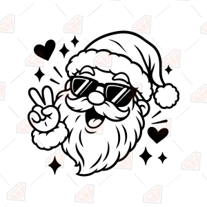 Santa with Peace Sign SVG