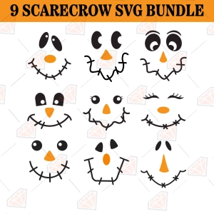 Scarecrow Faces SVG Bundle, Scarecrow Hats Designs