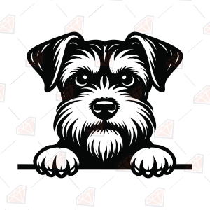 Schnauzer Face SVG – Peeking Schnauzer Dog Cut File