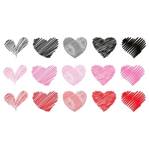 Scribble Hearts SVG Vector, Instant Download Drawings